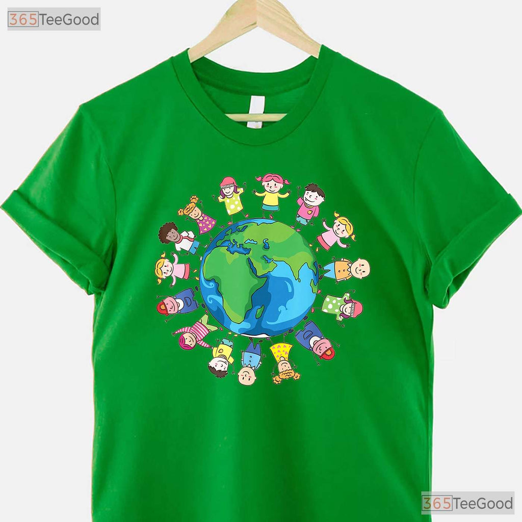 Happy Earth Day Children Around The World T-Shirt Save Planet Global Unity