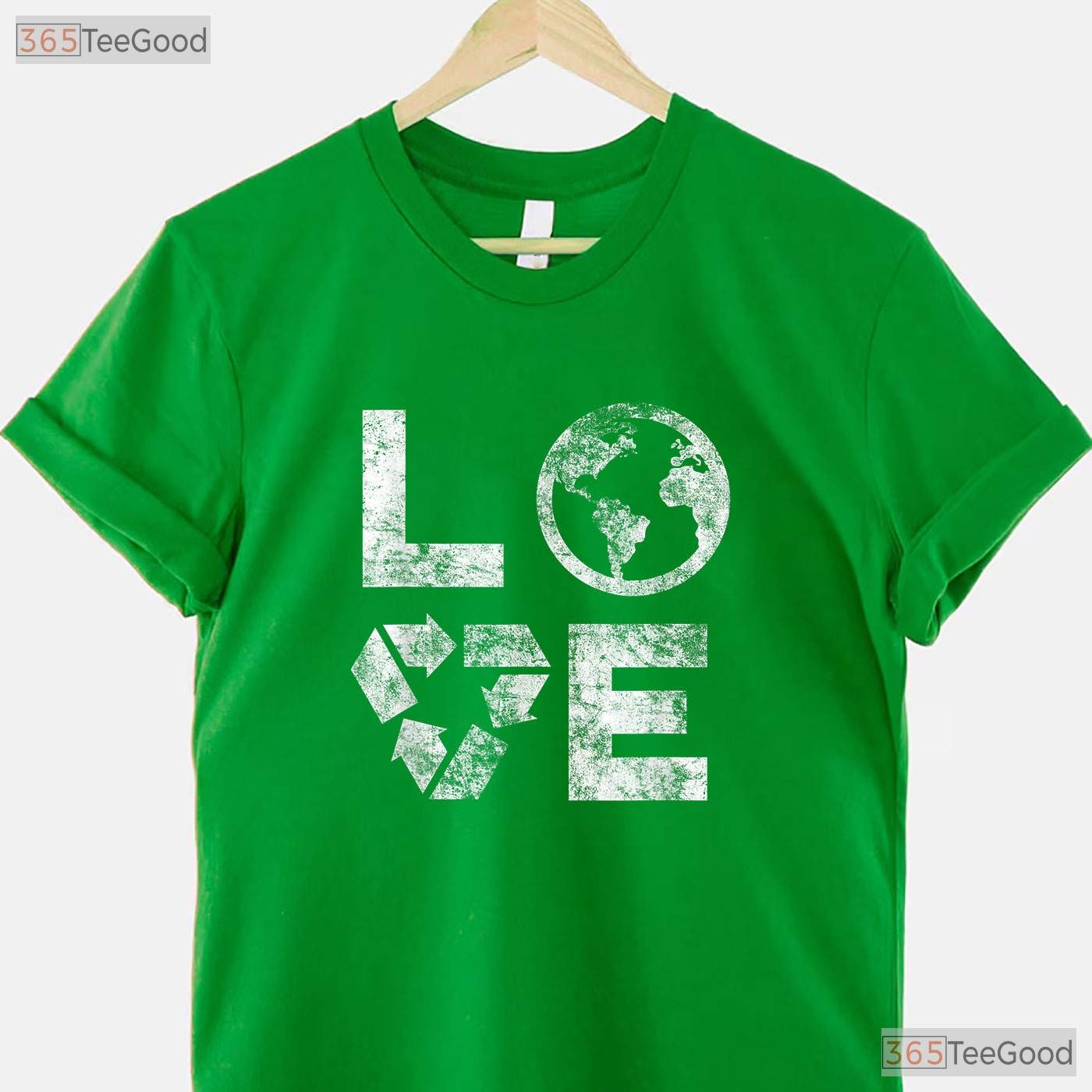 Love Earth Day 90s Vintage T-Shirt Recycle Symbol Teacher Student Gift Tee