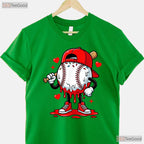 Baseball Drip Ice Cream Apparel T-Shirt Youth Boy Valentine Sports Gift Tee