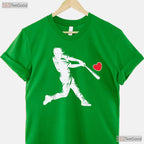 Valentines Day Baseball Batter Silhouette Heart T-Shirt Men Boys Kid Apparel