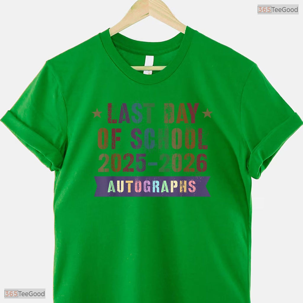 Interactive Goodbye School Last Day 2026 Kids Sign My Autographs T-Shirt