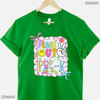 Trendy Peace Out Pre-K Kid Girl Last Day Of School Bow Coquette T-Shirt