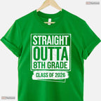 Cool Straight Out Of 8th Grade Graduate Class Of 2026 Graduation T-Shirt