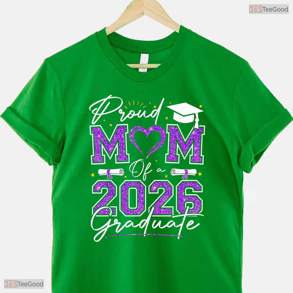 Awesome Proud Mom Of A 2026 Graduate Senior 2026 Purple Gold Vibes T-Shirt
