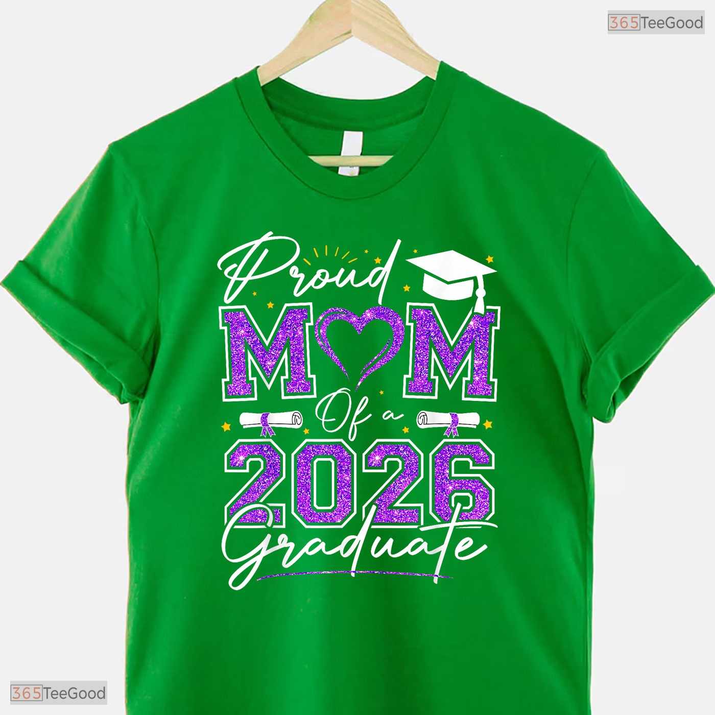 Awesome Proud Mom Of A 2026 Graduate Senior 2026 Purple Gold Vibes T-Shirt