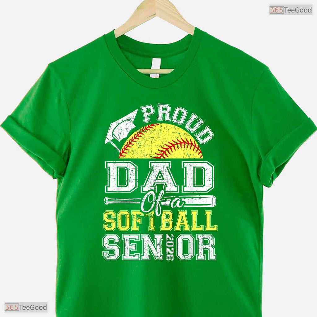 Awesome Proud Dad Of A 2026 Senior Softball Graduate Athlete Sports T-Shirt