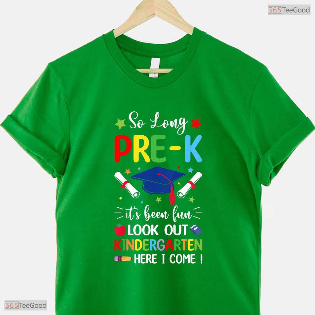 Awesome So Long Pre-K Graduation 2026 Kindergarten Here I Come T-Shirt