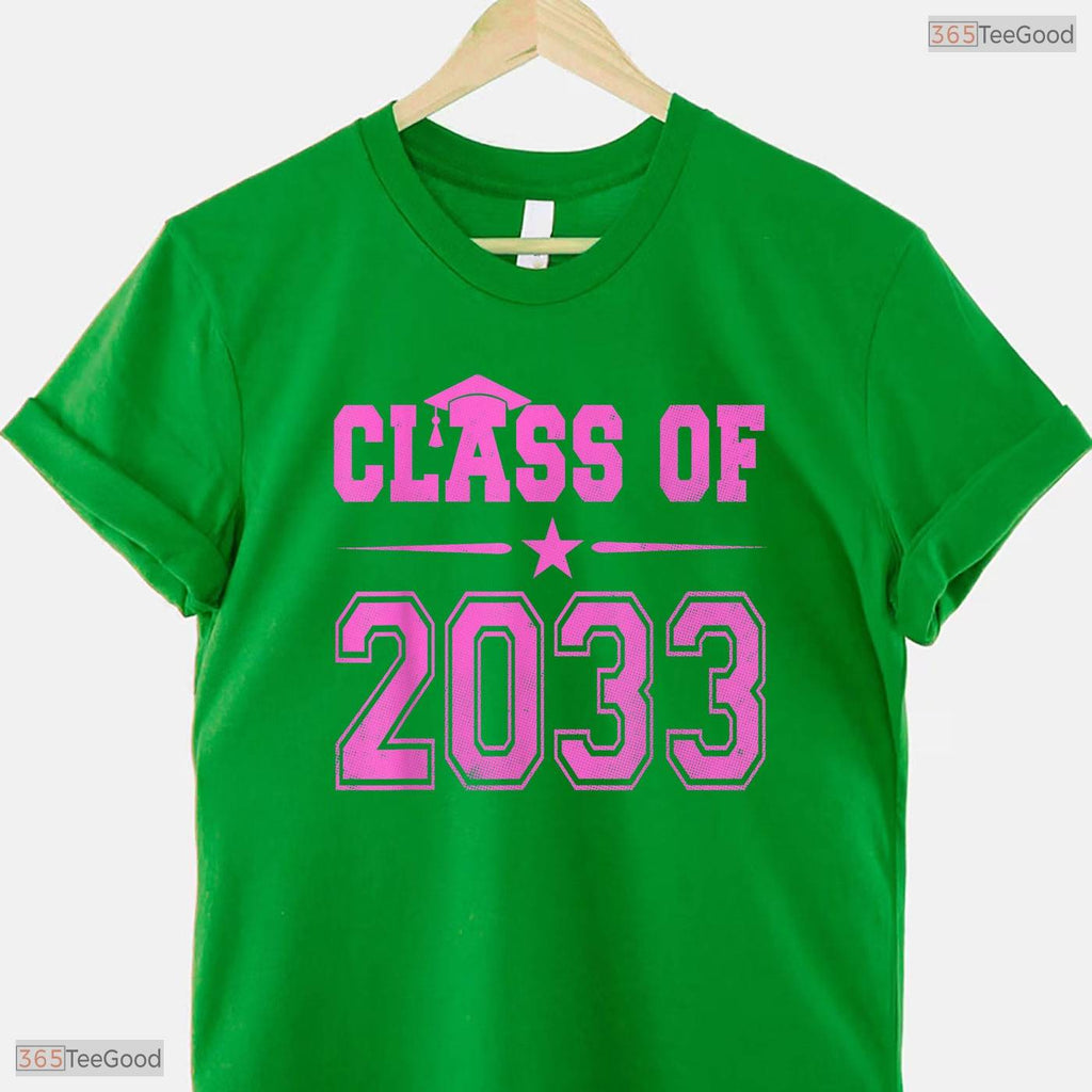 Cute Class Of 2033 Future Graduate Pink Girls School Graduation T-Shirt