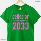 Cute Class Of 2033 Future Graduate Pink Girls School Graduation T-Shirt