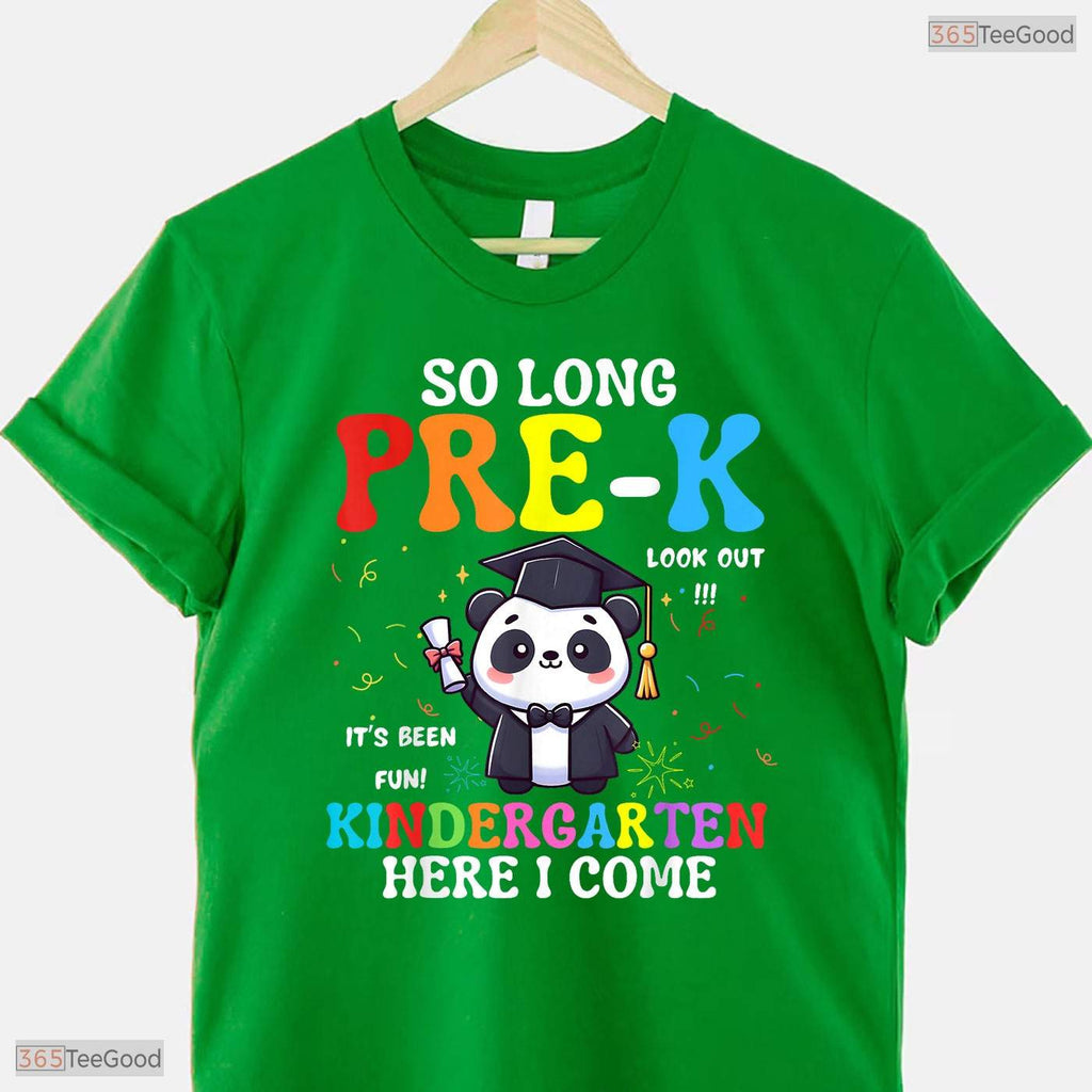 Cute Panda Theme So Long Pre-K Kindergarten Here I Come Graduation T-Shirt