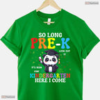 Cute Panda Theme So Long Pre-K Kindergarten Here I Come Graduation T-Shirt
