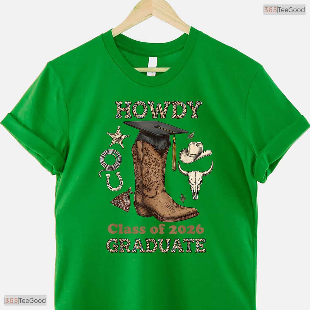 Country Howdy Class Of 2026 Graduate Western Cowboy Boot Graduation Party T-Shirt