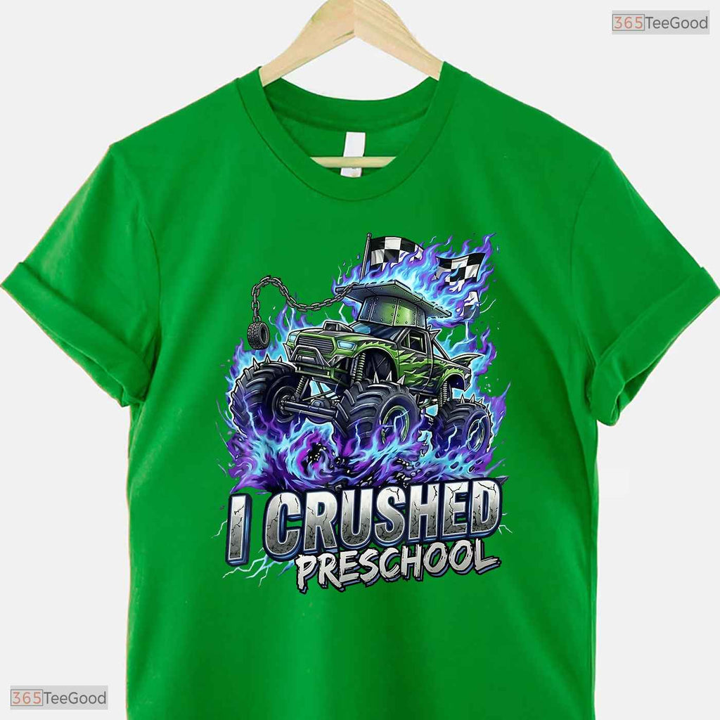 Fun I Crushed Preschool Graduation 2026 Big Truck Preschool Boys Party T-Shirt