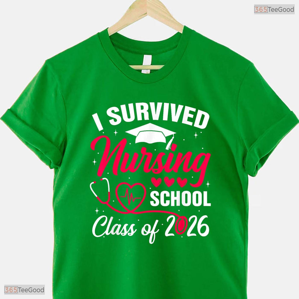 Funny I Survived Nursing School Class Of 2026 Nurse School Grad RN Party T-Shirt