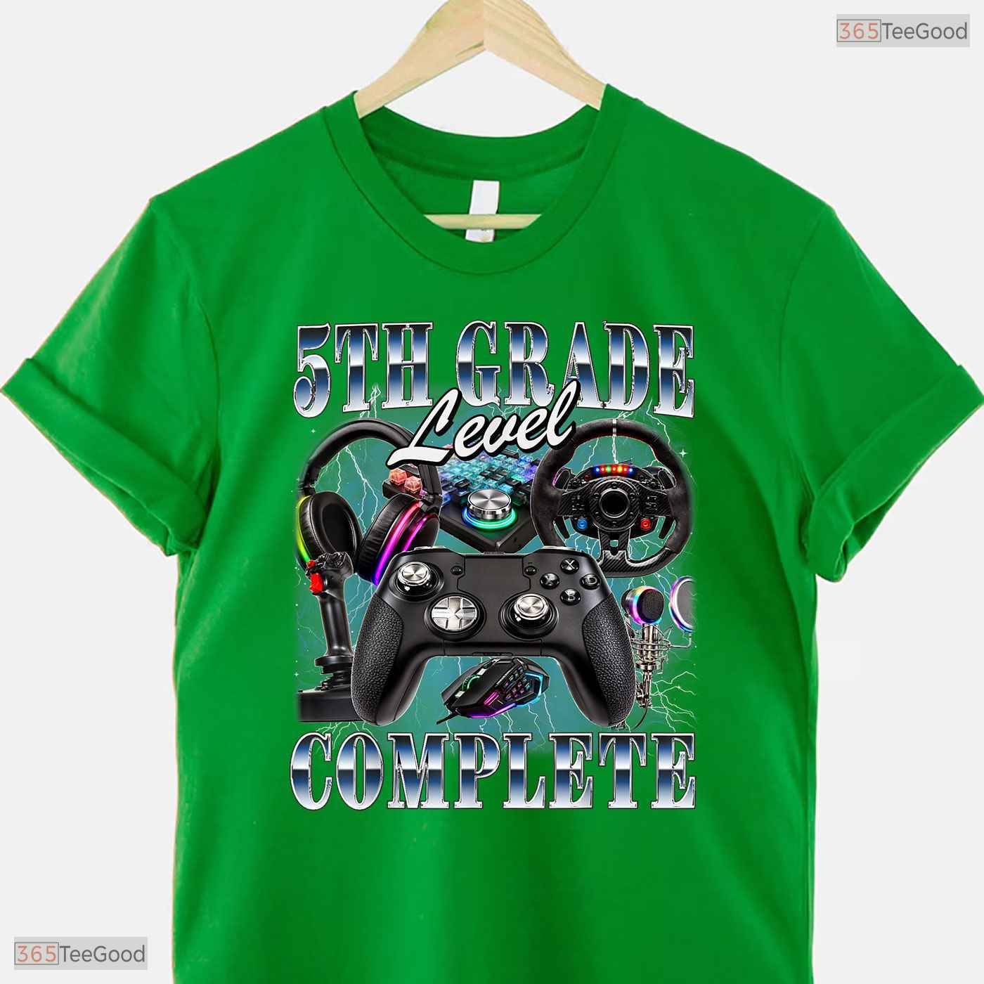 Video Gamer 5th Grade Level Complete Graduation Fifth Graders Boy Party T-Shirt