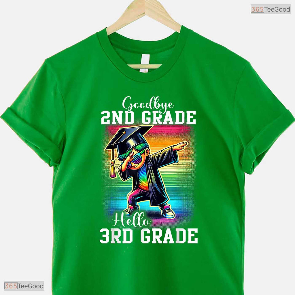 Goodbye 2nd Grade Hello 3rd Grade Dabbing Boy Colorful Last Day Of School T-Shirt