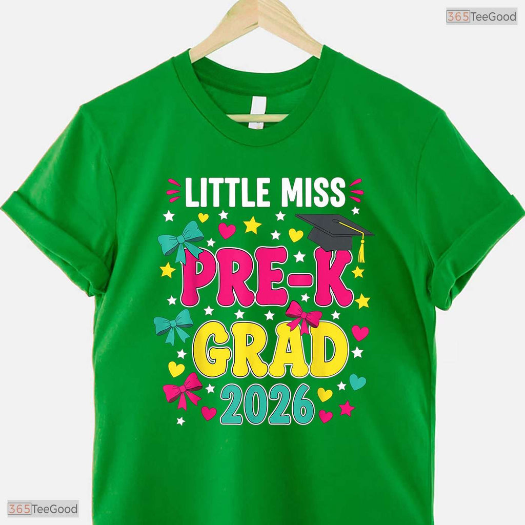 Little Miss Pre-K Grad 2026 Cute Preschool Graduation Apparel For Kids Girls Shirt