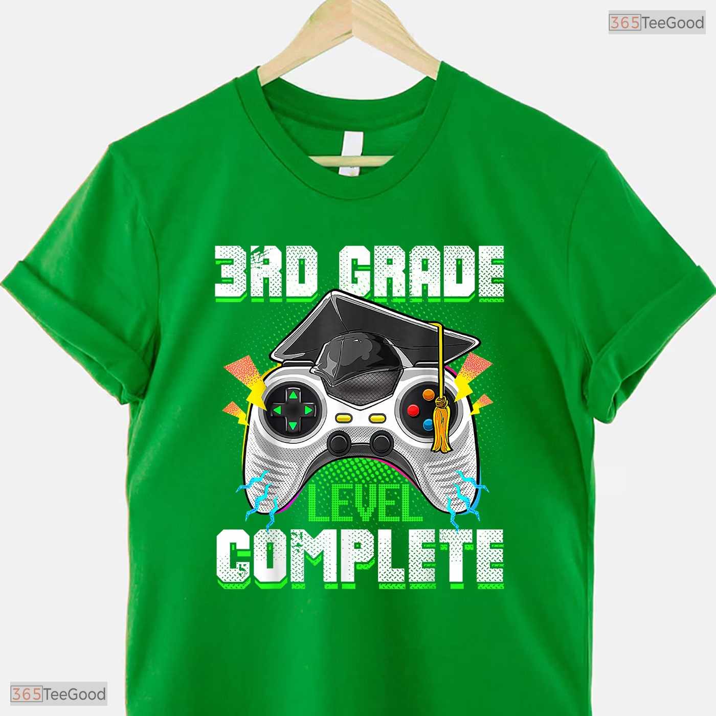 3rd Grade Level Complete Funny Third Grade Video Gamer Boys Graduation Party Shirt