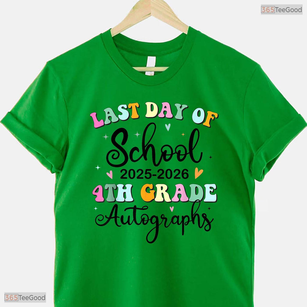 Last Day Of School Autograph 4th Grade Graduation Keepsake Boys Girls Shirt