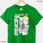 Cute Kawaii Kitty And Friends Class Of 2026 Colorful Graduation Celebration Shirt