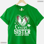 Senior Sister Class Of 2026 Baseball Heart Sports Family Graduation T-Shirt