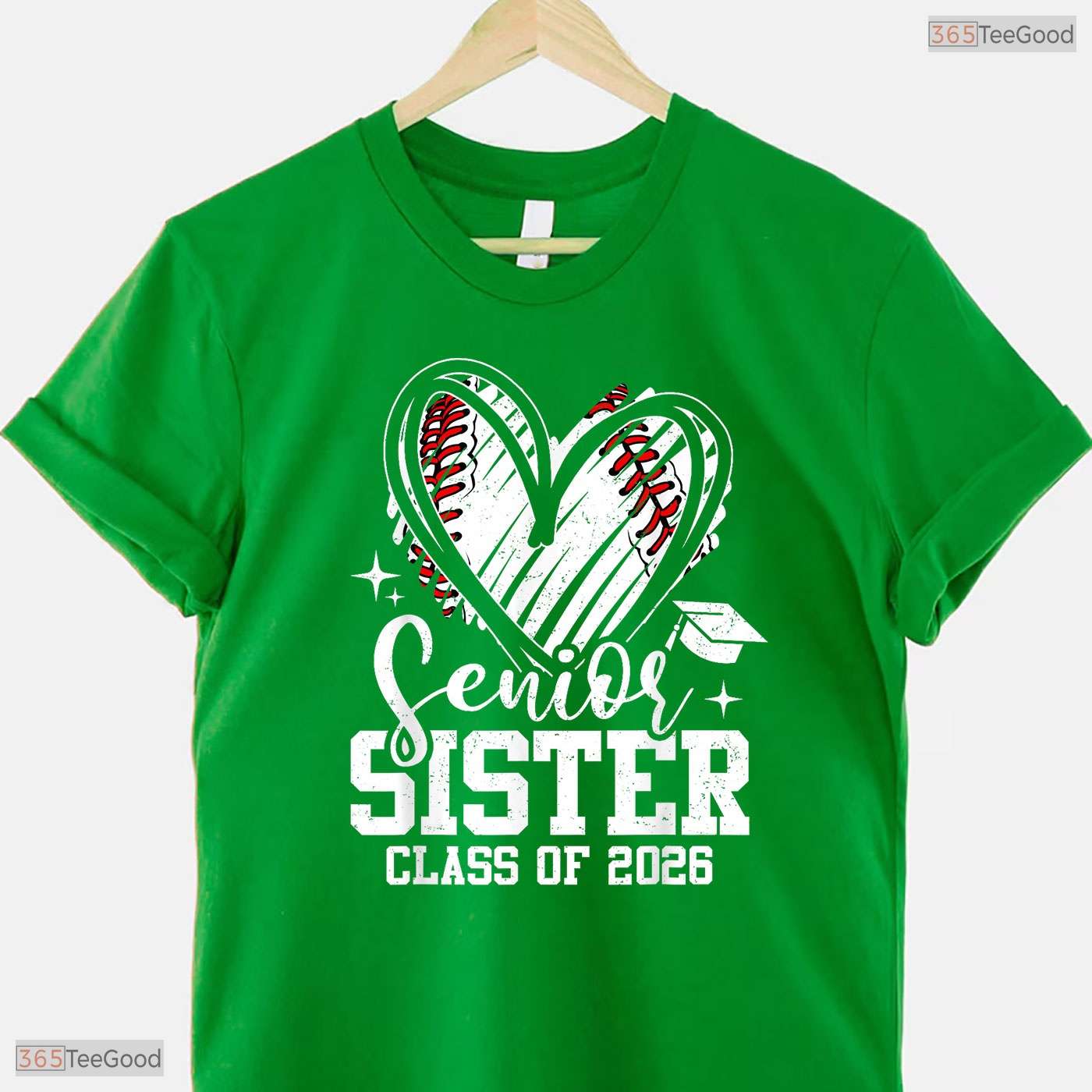 Senior Sister Class Of 2026 Baseball Heart Sports Family Graduation T-Shirt
