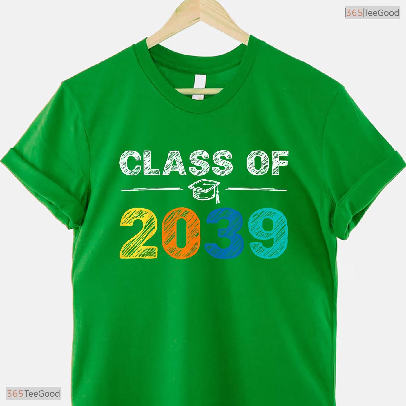 Class Of 2039 Grow With Me First Day Of School Oversized Youth Graduation Shirt
