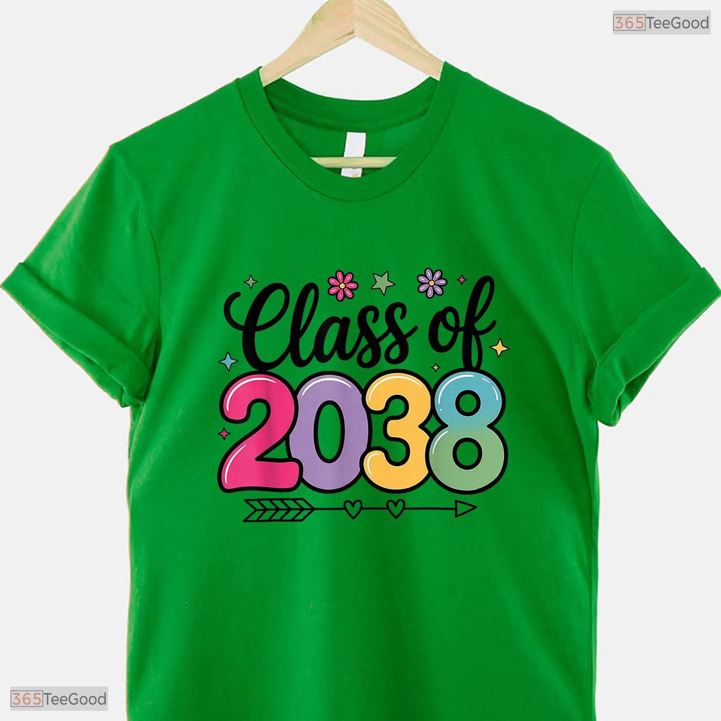 Class Of 2038 Grow With Me Back To School Memory Keepsake Youth Graduation Shirt