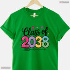 Class Of 2038 Grow With Me Back To School Memory Keepsake Youth Graduation Shirt
