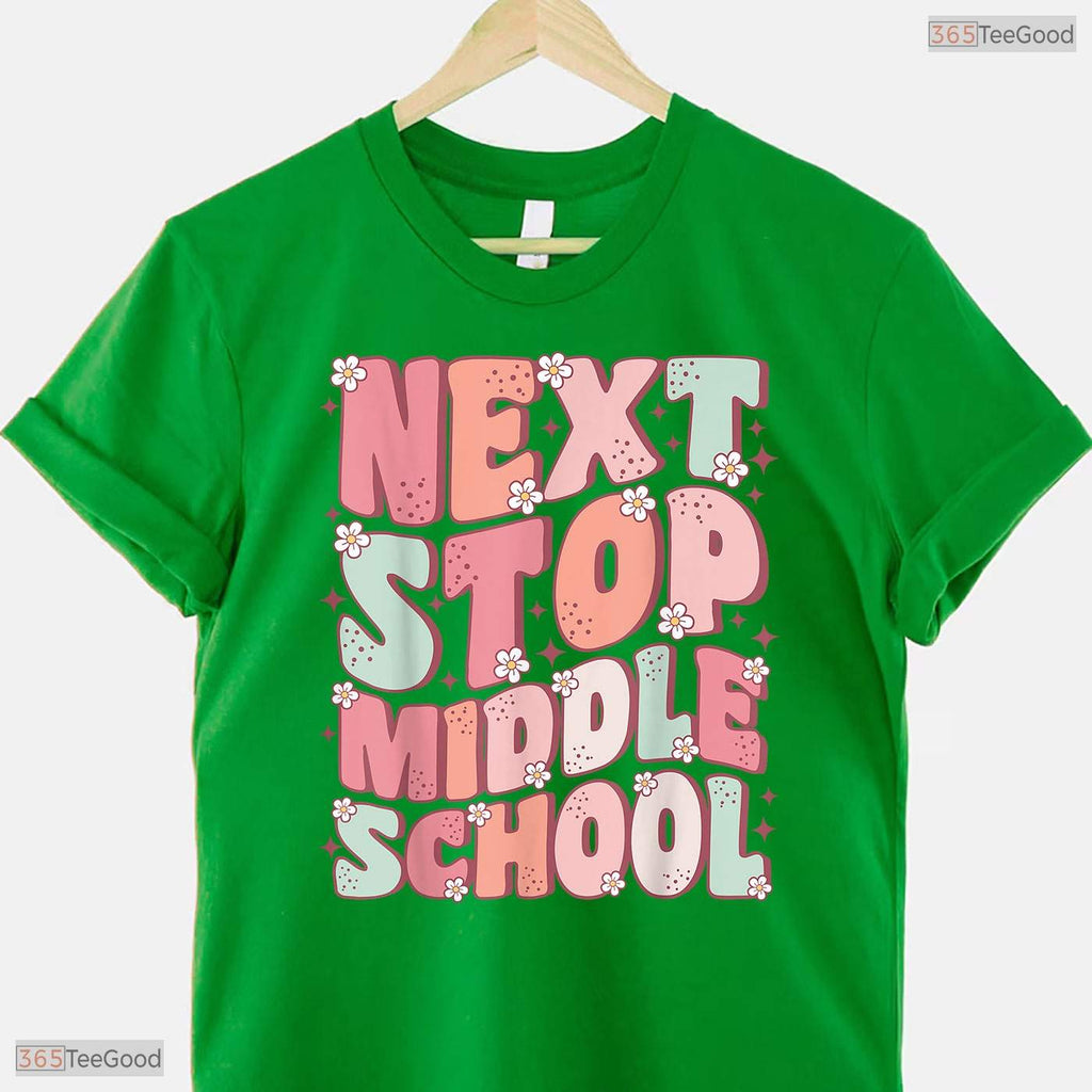 Next Stop Middle School Groovy Elementary School Graduation Transition Youth T-Shirt