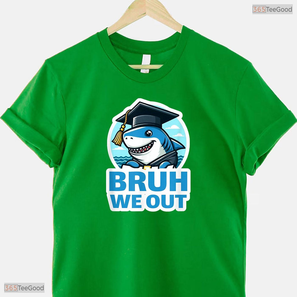 Bruh We Out Funny Shark Graduation Class Of 2026 Youth Elementary School T-Shirt
