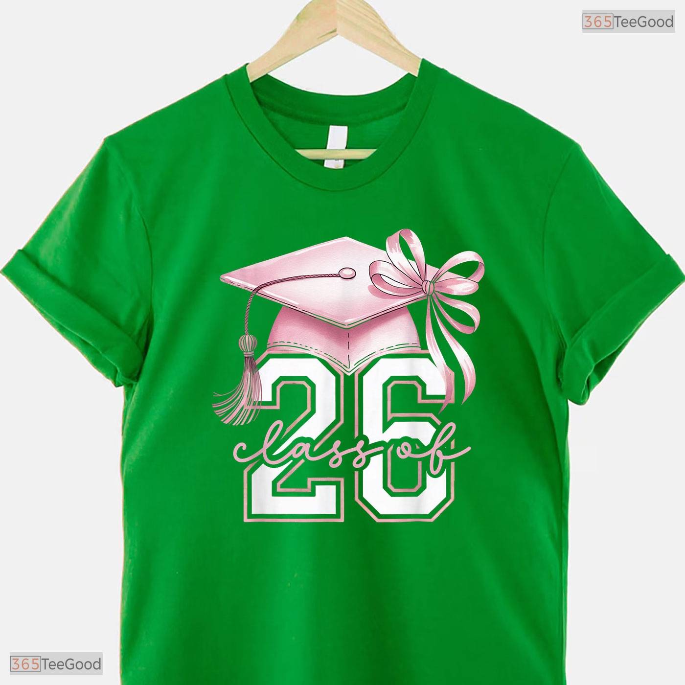 Trendy Pink Coquette Bow Senior Class Of 2026 Graduation Girls Aesthetic T-Shirt