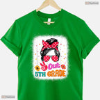 Peace Out 5th Grade Messy Bun Girl Elementary School Moving Up Graduation T-Shirt
