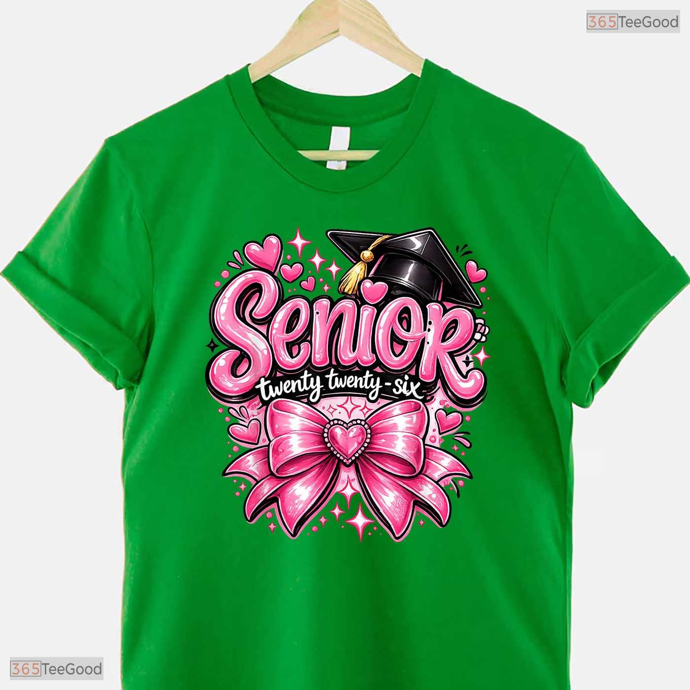 Cute Pink Bow Class Of 2026 Graduation Apparel For High School Girls Shirt