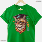 Funny Educated Cat In Graduation Cap Cute College Graduate Celebration Shirt