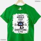 Funny I Survived Middle School Graduation Class Of 2026 Student Commemorative T-Shirt