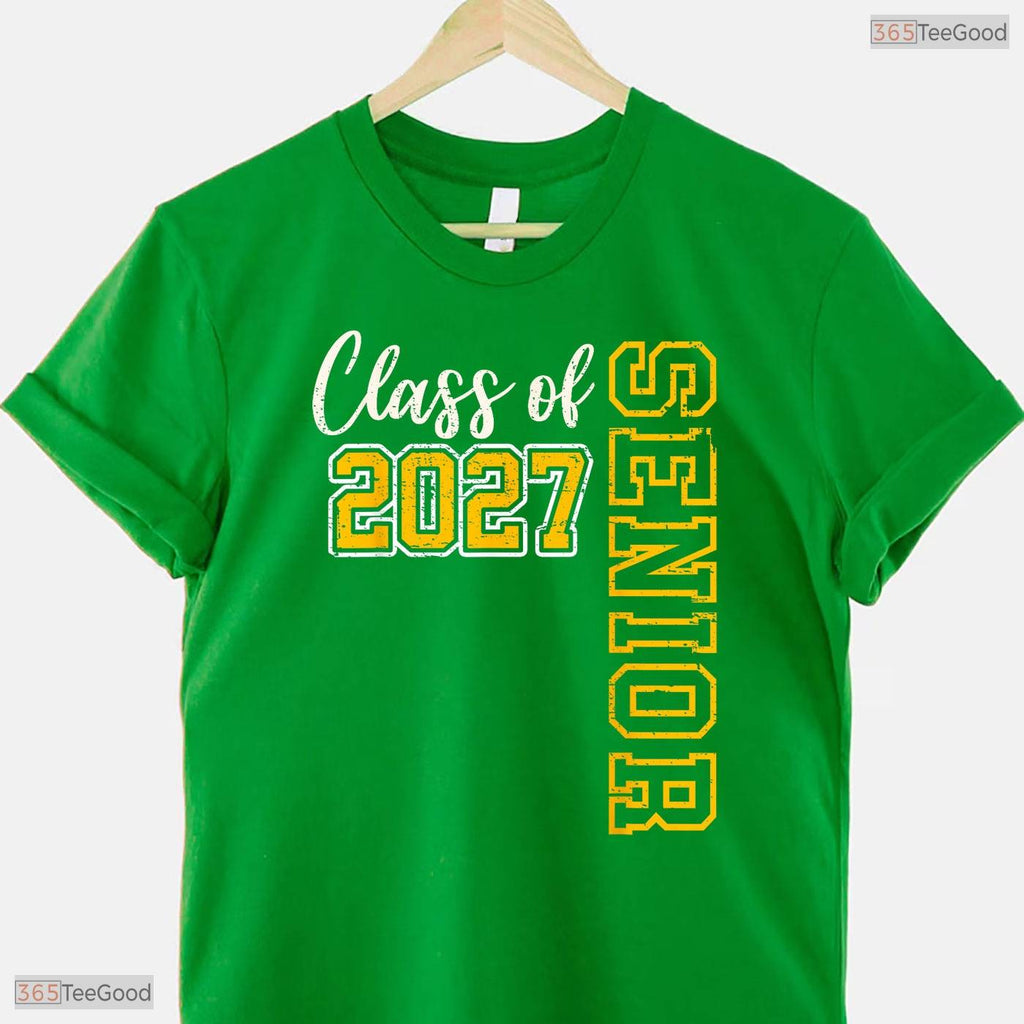 Class Of 2027 Senior High School Graduation Black And Gold Celebration Party T-Shirt