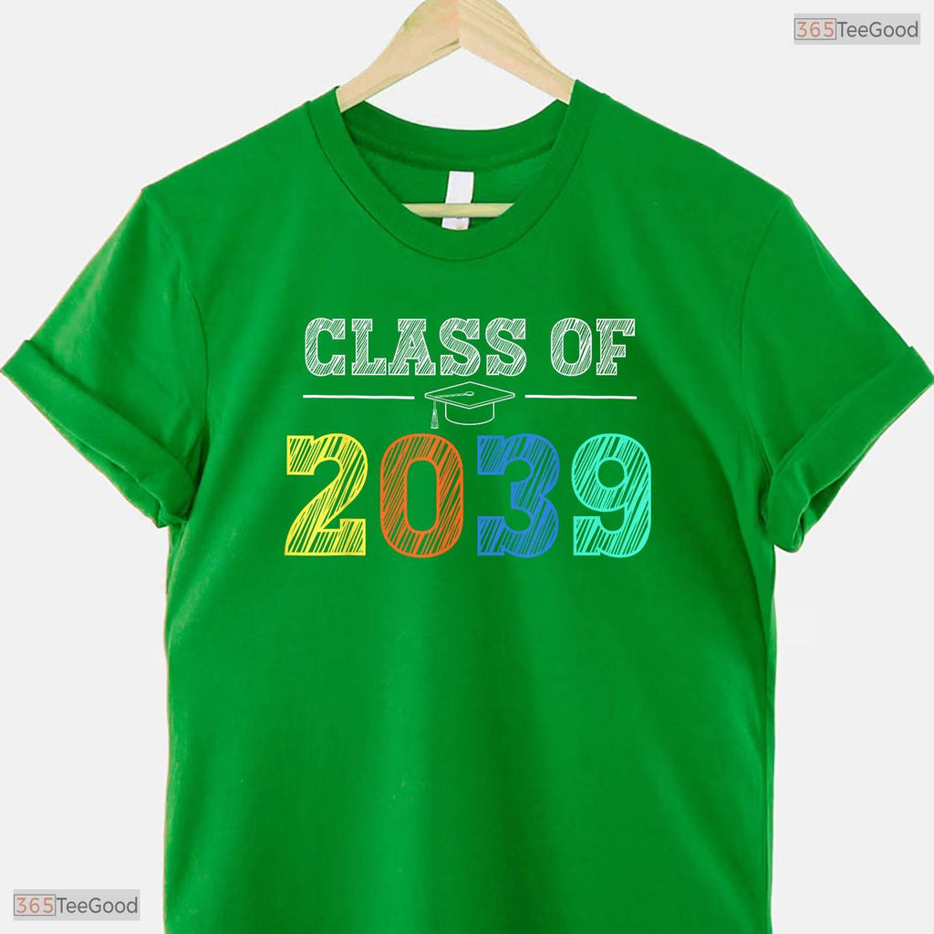 Class Of 2039 Grow With Me First Day Of School Milestone Youth Graduation Party Shirt