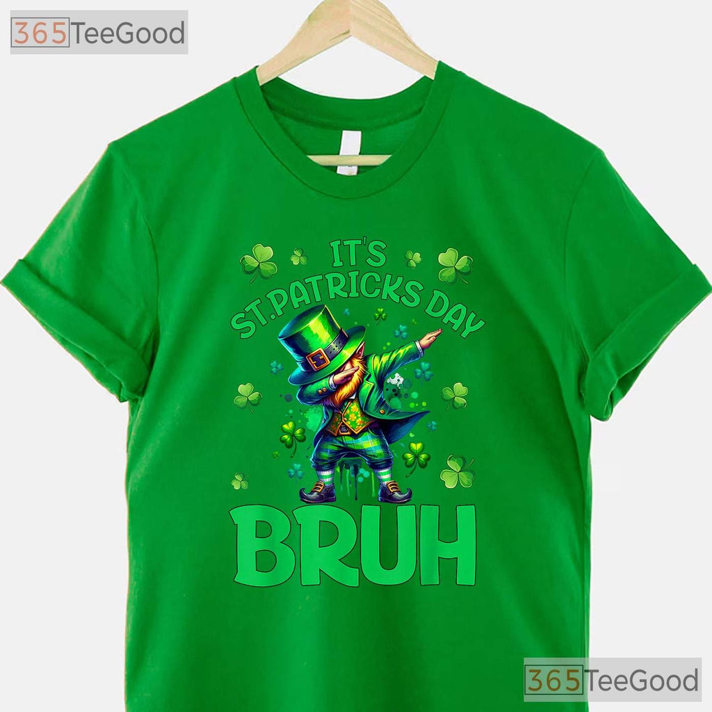 Bruh Leprechaun Hat St Patricks Day T-Shirt Funny Boys Kids School Tee