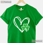 Girls Heart Shamrock St Patricks Day T-Shirt Cute Toddler Baby Kids Tee