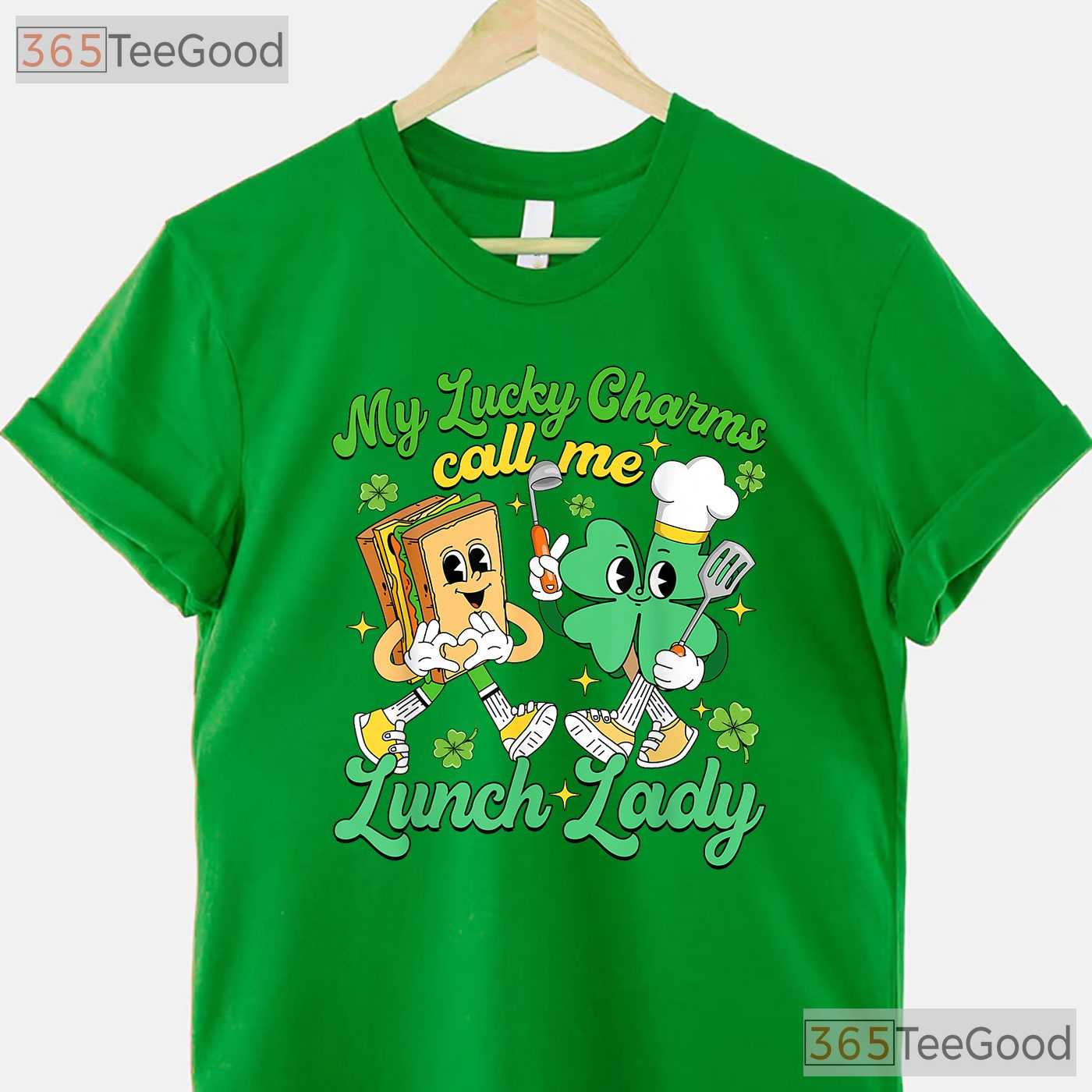 My Lucky Charms Call Me Lunch Lady St Patricks Day T-Shirt School Tee