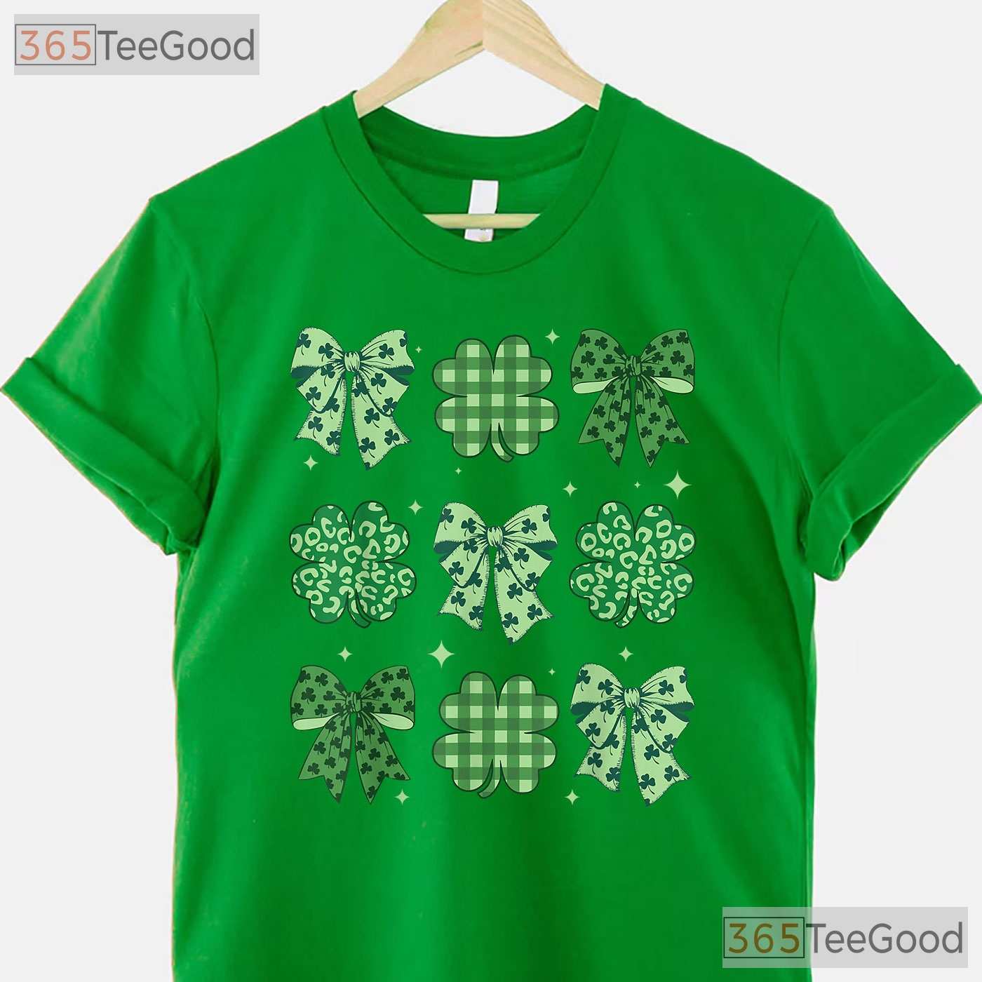 Coquette Bow Shamrock St Patricks Day T-Shirt Cute Ribbon Irish Girl