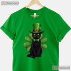 Black Cat Shamrock St Patricks Day T-Shirt Funny Kitten Pet Lover Tee