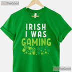 Irish I Was Gaming Funny St Patricks Day T-Shirt Video Game Controller Boys