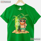 Surfing Leprechaun Hawaiian St Patricks Day T-Shirt Tropical Aloha Irish Tee