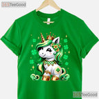 Cute Unicorn Shamrock St Patricks Day T-Shirt Magical Lepricorn Girls Kids