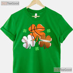 Shamrock Basketball Baseball St Patricks Day T-Shirt Sporty Irish Boys Tee