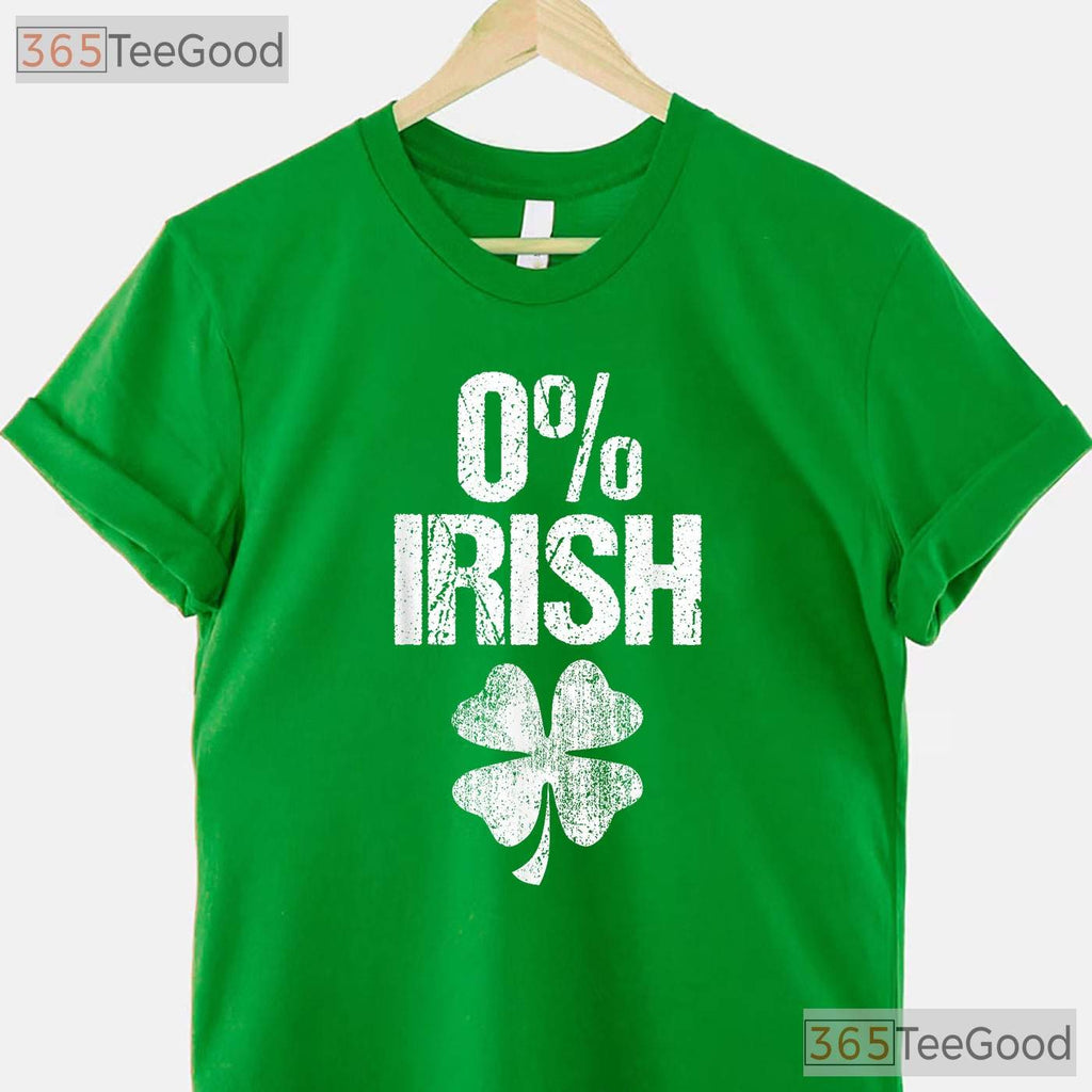 Zero Percent Irish Funny St Patricks Day T-Shirt Honest Drinking Party Tee