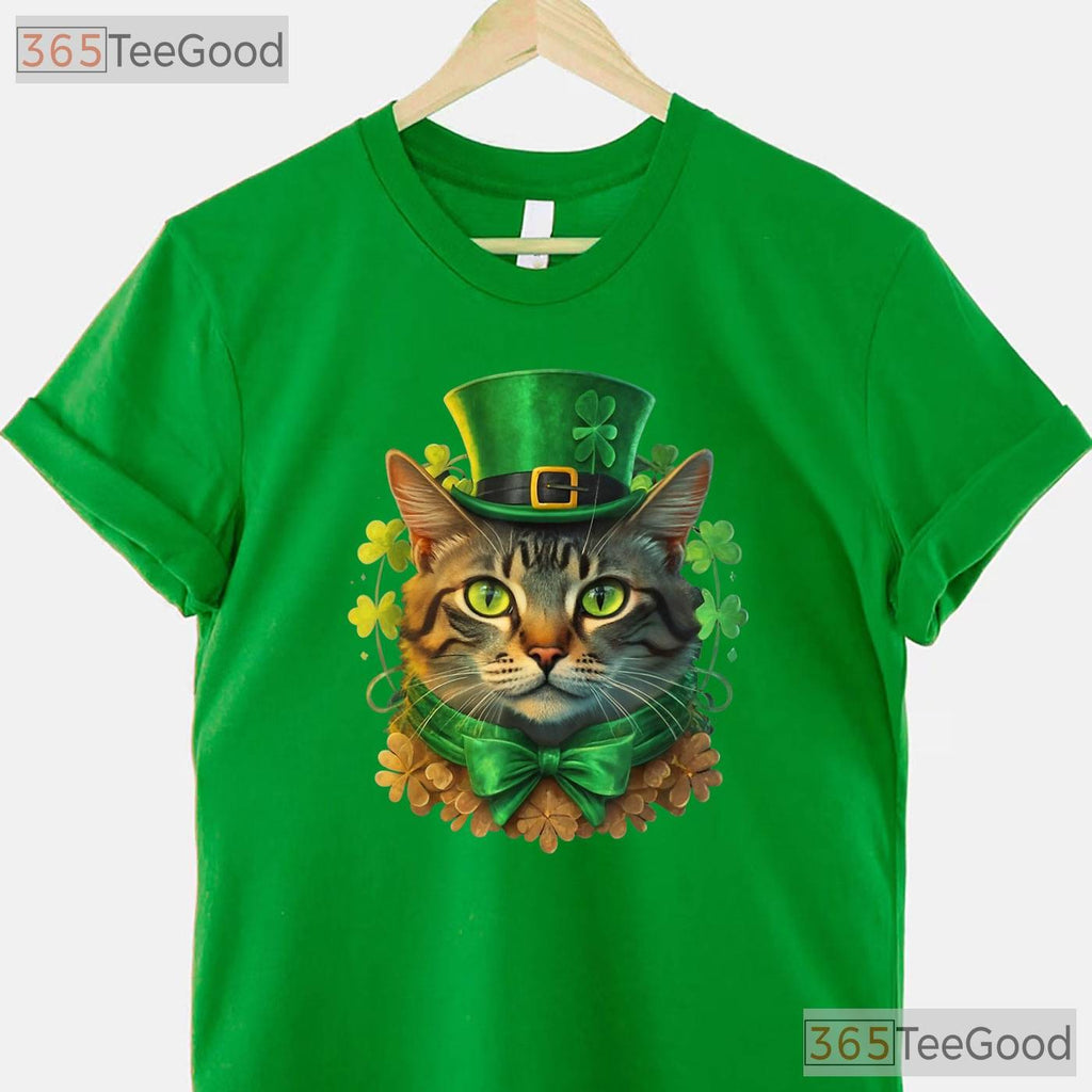 Funny Cat St Patricks Day T-Shirt Cute Kitten Irish Pet Lover Men Women