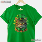 Funny Cat St Patricks Day T-Shirt Cute Kitten Irish Pet Lover Men Women
